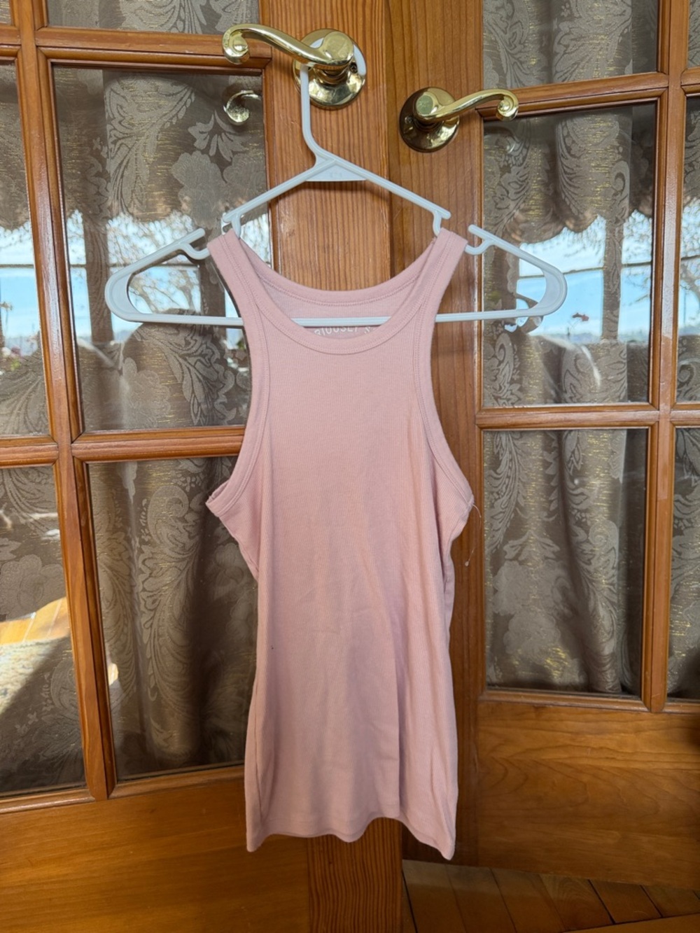 American Eagle Outfitters Ribbed Racerback Tank - Dusty Pink